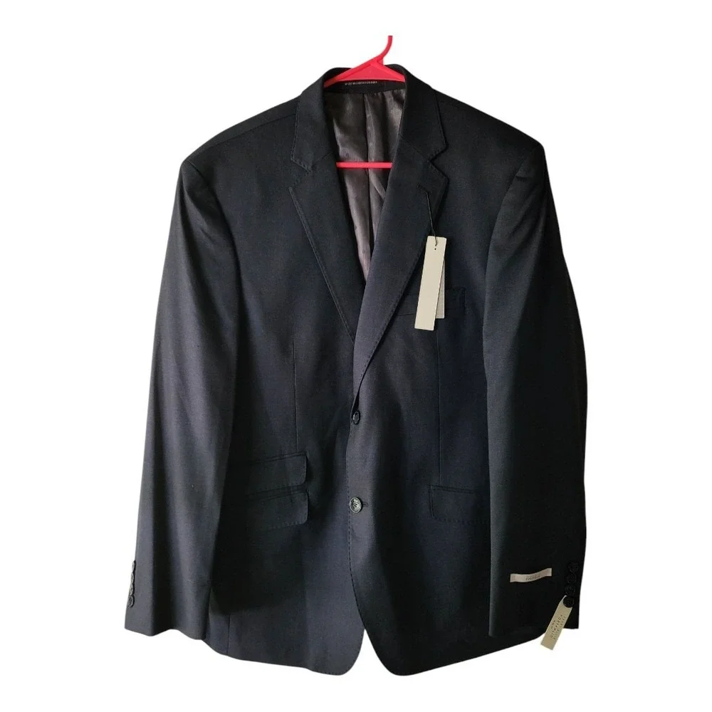 Perry Ellis Portfolio Slim Fit Dk Bl Solid‎ Two Button Separate Suite Blazer 43R